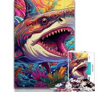 Jigsaw Puzzles for Teenagers Animal Art Shark Puzzles for Adults,Challenging Family Activity Games DIY Toy for Home Wall Decor Gifts (size 38x26cm)