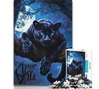 Jigsaw Puzzles for Teenagers Animal Black Panther Puzzles for Teenagers,Family Entertainment Toys with Matching Poster And Trivia Sheet 38x26cm
