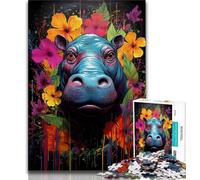Jigsaw Puzzles for Teenagers Animal Hippos,Brain Intelligence Challenge Addictive Toys Birthday Present,Gifts,Wall Art (75x50cm)