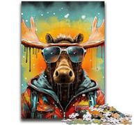 Jigsaw Puzzles for Teenagers Animal Moose 1000 Piece Puzzle,Educational Games Wall Decoration Unique Birthday And Xmas Gifts (26x38cm)
