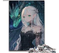 Jigsaw Puzzles for Teenagers Anime Flying Dragon And Girl, Help The Brain Exercise Addictive Toys to Cultivate Patience Enhance Memory (Size50x75cm)