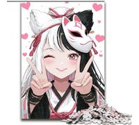 Jigsaw Puzzles for Teenagers Anime Fox Mask Girl, Suitable for People Aged 14 And Above Educational Games Secret Santa Gifts (Size 26x38cm)