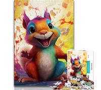 Jigsaw Puzzles for Teenagers Art Cute Squirrel Puzzles for Teenagers,Family Entertainment Toys with Matching Poster And Trivia Sheet 38x26cm