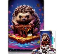 Jigsaw Puzzles for Teenagers Art Hedgehog,Help The Brain Exercise Addictive Toys to Cultivate Patience Gift For Birthdays (38x26cm)
