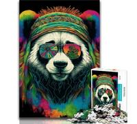 Jigsaw Puzzles for Teenagers Art Neon Panda 1000 Pieces for Adults,Family Entertainment Toys with Matching Poster And Trivia Sheet 38x26cm