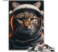 Jigsaw Puzzles for Teenagers Astronaut Cat, Suitable for People Aged 14 And Above Educational Games Secret Santa Gifts (Size 50x75cm)
