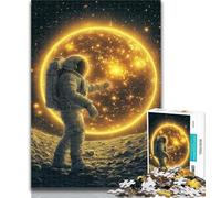 Jigsaw Puzzles for Teenagers Astronaut in Outer Space Teenager Jigsaw,for Educational Game Challenge Toy Deal As Gifts for The Whole Family 26x38cm