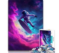 Jigsaw Puzzles for Teenagers Astronaut Space Surfing Puzzles,Challenging Game Gifts for Is Ideal As A Gift for The Whole Family 75x50cm
