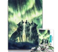 Jigsaw Puzzles for Teenagers Aurora Howling Wolf Teenager Puzzles,Educational Games Home Decoration Birthday Present, Gifts, Wall Art (size 75x50cm)