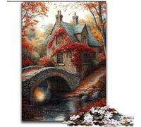 Jigsaw Puzzles for Teenagers Autumn Bridge, Family Game Stress Reliever Difficult Challenge A Work of Art for Ages 14+ (Size 26x38cm)