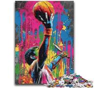 Jigsaw Puzzles for Teenagers Basketball Oil Painting Suitable for Ages 14 And Up Family Games Deal As Gifts for The Whole Family 50x75cm