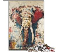 Jigsaw Puzzles for Teenagers Basquiat-style Elephant, Analysis And Logic with Fully Interlocking Randomly Shaped Pieces for And Age 14 Years Up (Size 50x75cm)