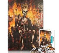 Jigsaw Puzzles for Teenagers Basquiat-style Skeleton King Teenager Jigsaw,for Educational Game Challenge Toy Deal As Gifts for The Whole Family 26x38cm