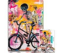 Jigsaw Puzzles for Teenagers Basquiat-style Skull Teenager Jigsaw,for Educational Game Challenge Toy Deal As Gifts for The Whole Family 26x38cm