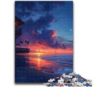 Jigsaw Puzzles for Teenagers Beach in The Evening Sun 1000 Piece Puzzle,Stress Reliever Staycation Kill Time Enhance Love between Couples (50x75cm)
