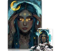 Jigsaw Puzzles for Teenagers Beautiful Anime Girl with Moon Puzzles,Challenging Game Gifts for Is Ideal As A Gift for The Whole Family 38x26cm