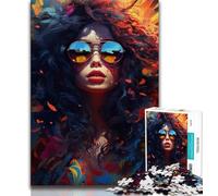 Jigsaw Puzzles for Teenagers Beautiful Woman in Sunglasses Teenager Jigsaw,Decompressing Intellectual Educational Toy Perfect Decoration 38x26cm