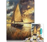 Jigsaw Puzzles for Teenagers Big Saillboat on The Lake Adult Jigsaw,Artistic Wall Decor & Birthday Gift Idea for Friends, Home Office (size 75x50cm)