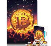 Jigsaw Puzzles for Teenagers Bitcoin Logo Puzzles,Challenging Game Gifts for Is Ideal As A Gift for The Whole Family 26x38cm