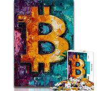 Jigsaw Puzzles for Teenagers Bitcoin Oil Painting Teenager Puzzles,for Educational Game Challenge Toy Deal As Gifts for The Whole Family 26x38cm