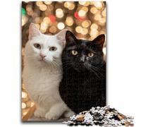 Jigsaw Puzzles for Teenagers Black And White Cat, Analysis And Logic with Fully Interlocking Randomly Shaped Pieces for And Age 14 Years Up 26X38CM