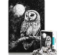 Jigsaw Puzzles for Teenagers Black And White Owl Adult Jigsaw,Artistic Wall Decor & Birthday Gift Idea for Friends, Home Office (size 75x50cm)
