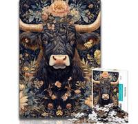 Jigsaw Puzzles for Teenagers Black Highland Cow Teenager Jigsaw,is Ideal As Gifts for The Whole Family Suitable for And 14 (size 38x26cm)