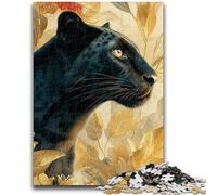 Jigsaw Puzzles for Teenagers Black Leopard Flowers Teenager Puzzles,Stress Reliever Staycation Kill Time Wishlist with Santa Claus (38x26cm)