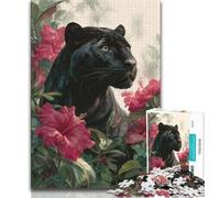 Jigsaw Puzzles for Teenagers Black Leopard Puzzles for Adults,Challenging Family Activity Games DIY Toy for Home Wall Decor Gifts (size 75x50cm)