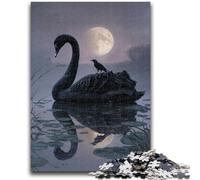 Jigsaw Puzzles for Teenagers Black Swan Under The Moon Learning Educational Toys Fun at Home Activities, Birthday Present,Travel Gifts 50x75cm
