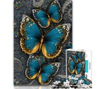Jigsaw Puzzles for Teenagers Blue Beautiful Butterfly 1000 Piece Puzzle,learning Educational for Is Ideal As A Gift for The Whole Family 75x50cm