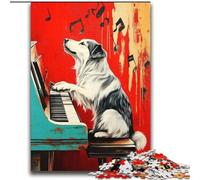 Jigsaw Puzzles for Teenagers Border Collie Playing The Piano Suitable for People Aged 14 And Above Educational Game Challenge Toy Gift For Birthdays 70x100cm