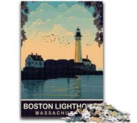 Jigsaw Puzzles for Teenagers Boston Lighthouse Suitable for Ages 14 And Up Family Games Deal As Gifts for The Whole Family (size 38x26cm)