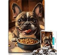 Jigsaw Puzzles for Teenagers Bulldog Eating 1000 Piece Puzzle,Educational Games Wall Decoration Unique Birthday And Xmas Gifts 38x26cm