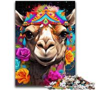 Jigsaw Puzzles for Teenagers Camel Wearing Flowers 1000 Piece Puzzle,Stress Reliever Difficult Challenge Home Decoration Toys (26x38cm)