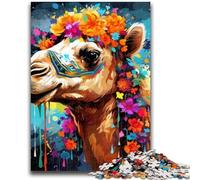 Jigsaw Puzzles for Teenagers Camel Wearing Flowers 1000 Piece Puzzle,Stress Reliever Difficult Challenge Home Decoration Toys (26x38cm)