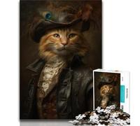Jigsaw Puzzles for Teenagers Cat from An Aristocratic Family 1000 Piece Jigsaw,Family Entertainment Toys with Matching Poster And Trivia Sheet 75x50cm