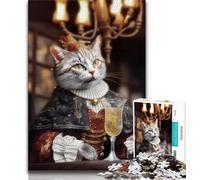 Jigsaw Puzzles for Teenagers Cat in The Bar Puzzles for Teenagers,Family Entertainment Toys with Matching Poster And Trivia Sheet 75x50cm