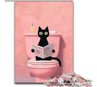 Jigsaw Puzzles for Teenagers Cat on The Toilet Family Game Stress Reliever Difficult Challenge Secret Santa Gifts (size 50x75cm)