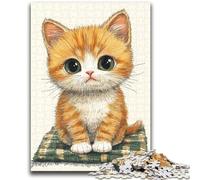 Jigsaw Puzzles for Teenagers Cat Sitting on The Mat Learning Educational Toys Fun at Home Activities, Birthday Present,Travel Gifts 26x38cm