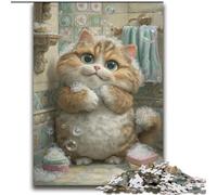 Jigsaw Puzzles for Teenagers Cat Taking A Bath,Family Game Stress Reliever Difficult Challenge Enhance Love between Couples 70x100cm