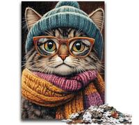 Jigsaw Puzzles for Teenagers Cat Wearing Glasses 1000 Piece Puzzle,Challenging Game for Is Ideal As A Gift for The Whole Family (75x50cm)