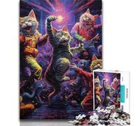 Jigsaw Puzzles for Teenagers Cats Party 1000 Piece Puzzle,Educational Games Wall Decoration Unique Birthday And Xmas Gifts 38x26cm