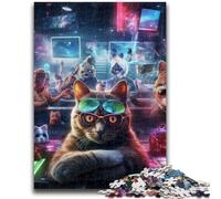Jigsaw Puzzles for Teenagers Cats Party Puzzles for Adults,Stress Reliever Difficult Challenge Suitable for Desktop Decoration (75x50cm)