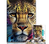 Jigsaw Puzzles for Teenagers Cheetah Pop Art Animal Puzzles for Teenagers,Brain Intelligence Challenge Addictive Toys for Home Decoration (size 38x26cm)