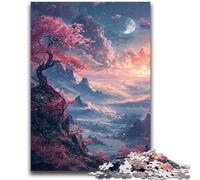 Jigsaw Puzzles for Teenagers Cherry Blossoms on The Cliff Suitable for People Aged 14 And Above Educational Game Challenge Toy Gift For Birthdays 38x26cm