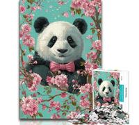 Jigsaw Puzzles for Teenagers Cherry Blossoms Panda Teenager Jigsaw,is Ideal As Gifts for The Whole Family Suitable for And 14 (size 75x50cm)