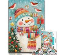 Jigsaw Puzzles for Teenagers Christmas Snowman,Help The Brain Exercise Addictive Toys to Cultivate Patience Wall Decoration (75x50cm)