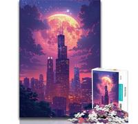 Jigsaw Puzzles for Teenagers City at Sunset 1000 Piece Puzzle,Stress Reliever Staycation Kill Time Enhance Love between Couples 38x26cm