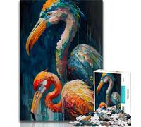 Jigsaw Puzzles for Teenagers Colored Flamingo Duo 1000 Piece Puzzle,Stress Reliever Difficult Challenge Home Decoration Toys 38x26cm